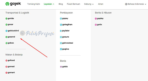 Pilih Layanan GoSend