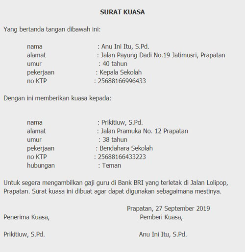 10. Contoh Surat Pengambilan Gaji Honor Guru