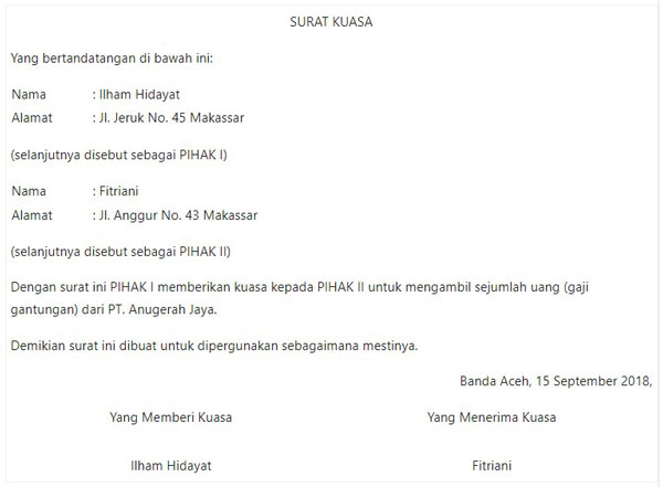 8. Contoh Surat Pengambilan Gaji Gantungan