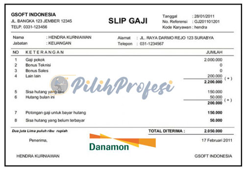 Slip Gaji Bank Danamon