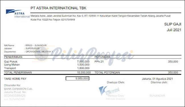 Slip Gaji PT Astra International