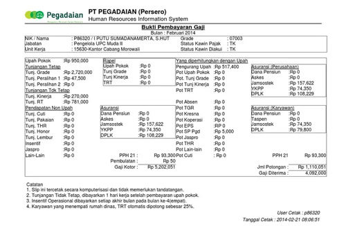 slip gaji pegadaian