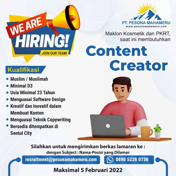 Iklan Lowongan Pekerjaan Sebagai Content Creator